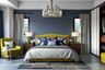 Contemporary Dark Blue Wall Paint Design For Bedrooms - Livspace