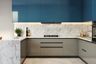 Grey and white chevron backsplash tiles design