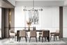 White wall panelling with grooves and vertical wooden panel in a contemporary style, perfect for dining rooms, offering simplicity and elegance. Customize to match your dining space. - Livspace