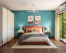 Bedroom Bright Blue Wall Paint Design - Livspace