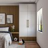 White 2-Door Swing Wardrobe Design With Wooden Base - Livpsace