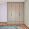 Modern 4-Door Swing Wardrobe in Light Beige with Suede Finish - Livspace