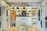 Open White Walk-In Wardrobe Design With U-Shaped Layout - Livspace