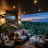 Contemporary Balcony Design with Textured Accent Wall and Hanging Swing