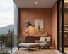 Modern Balcony Design with Warm Terracotta Textured Accent Wall