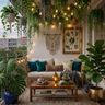 Boho Balcony Design with Macrame Wall Hanging and Hanging Plants