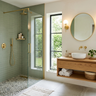 Bathroom Tile Design with Sage Green Subway Tiles and Vertified Matte Finish