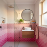 Vertified Matte Finish Bathroom Tile Design with Pink White Fish Scale Pattern