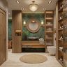 Modern Bathroom Design with Green Textured Accent Feature Walls