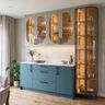 Eclectic Crockery Unit Design with Arched Glass Doors and Display Storage Tower