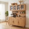Wooden Scandinavian Crockery Unit Design with Fluted Glass and Pegboard