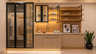 Contemporary Light Beige Crockery Unit with Slatted Backboards for Dining Room Design
