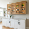 Crockery Unit Design with White Credenza and Quartz Top