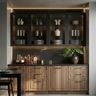 Charcoal Grey Contemporary Crockery Unit Design with Open Countertop Storage