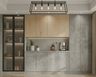 Grey Minimal Crockery Unit Design with Tall Glass Display Cabinet Setup