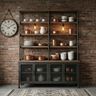 Grey Industrial Crockery Unit Design with Wide Open Display Shelving Space