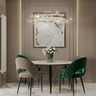 4-Seater Modern Dining Room Design with Marble Round Table and Velvet Chairs