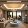 Single Layer Gypsum Modern False Ceiling Design with Cove and Track Lights