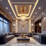Modern False Ceiling Design with Triple Layer Painted Gypsum Structure Setup