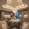 Modern False Ceiling Design with Curved Multi Layered Painted Gypsum Finish