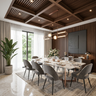Modern False Ceiling Design with Pendant Lights and Grid Square Layout