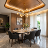 Modern Gypsum and Wood Peripheral False Ceiling Design with Square Layout
