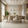 Classic Flooring Design with Beige and Grey Ornamental Motif Pattern