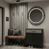 Industrial Foyer Design Featuring Concrete Finish Multi Drawer Shoe Cabinets