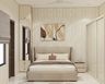 Modern Wallpaper Design with Beige Vertical Flowing Wave Pattern Texture