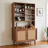 Walnut Bronze Mid-Century Modern Home Bar Design with Asymmetrical Shelving
