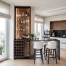 Modern Home Bar Design with Illuminated Display and Beverage Chiller