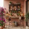 Wooden Bohemian Home Bar Design with Matte Membrane Shutter Finish