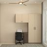 Minimal Home Office Design with Chevron Rug and Ergonomic Mesh Chair