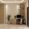 Contemporary Flooring Design with Cream Marble Look Square Tile Finish