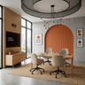 Modern Home Office Design with Light Oak Rectangular Conference Table