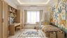 Traditional Jungle Mural Kids Bedroom Design with Rattan Wardrobe and Canopy Bed
