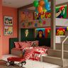 Contemporary Kids Bedroom Design with Pop Art Mural and Bunk Bed