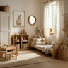 Scandinavian Kids Bedroom Design with Vertical Wood Slat Panels and Single Cot