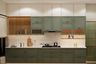 Classic Parallel Kitchen Design in Desert Green and Bright White with Quartz Countertop