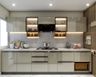 Modern Parallel Kitchen Design Featuring Pumice High Gloss Cabinets