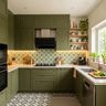 Matte Ceramic Tile Design Featuring Olive Green Geometric for Kitchen Backsplash
