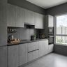 Modern Straight Kitchen Design with Mellow Oak Storage Cabinets
