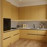 Modern Kitchen Design with L-Shaped Layout and Mustard Yellow Cabinets