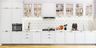 Straight Kitchen Design with Off White Cabinets and Brass Handles