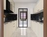 Parallel Kitchen Design with Champagne Cabinets and Granite Worktops