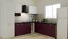 Black Current and White L-Shaped Kitchen Design with Granite Top