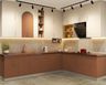 L-Shaped Kitchen Design with Brown and Cream Cabinets