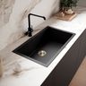 Kitchen Sink Design with Black Matte Finish Single Bowl Top Mount