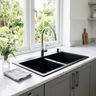 Top Mount Kitchen Sink Design with Black Matte Metal Finish