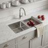 Double Bowl Stainless Steel Kitchen Sink Design with Undermount Layout Style